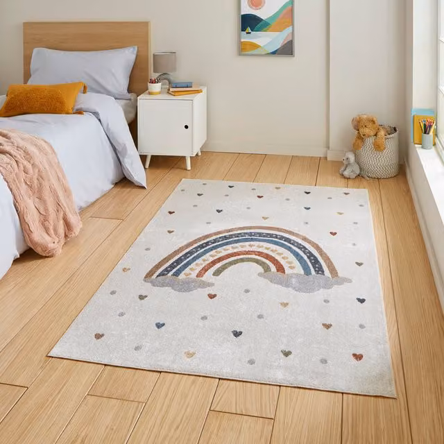 Terrys Multicolour Machine Woven Polypropylene Rectangular Kids Motif Washable Rug