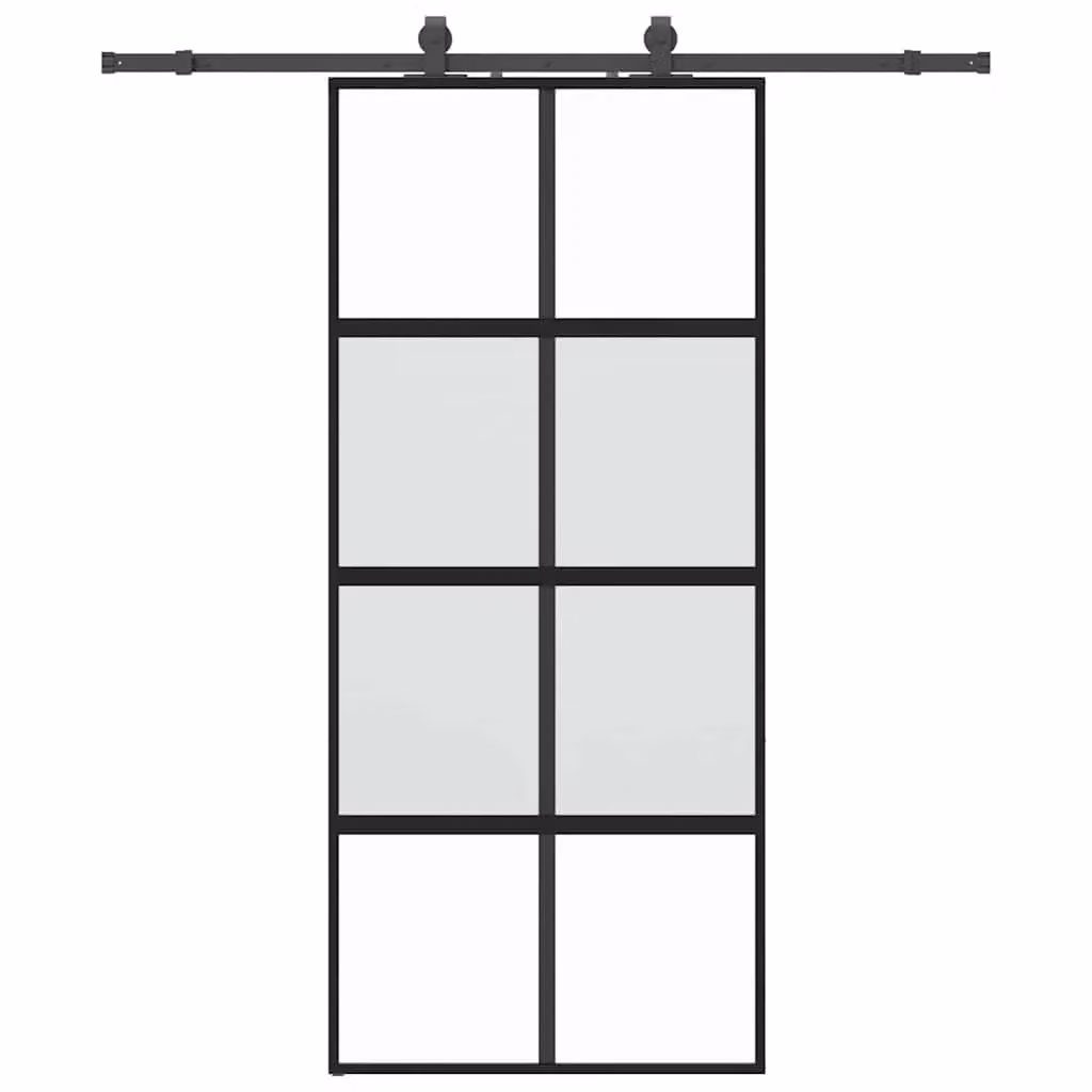 Berkfield Home Modern Sliding Glass Door with Hardware Set, Black, W: 90 cm, H: 205 cm – 2