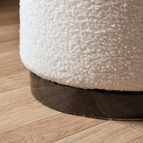 OHS Boucle Cube Ottoman Stool with Black Metal Frame in Cream – 2