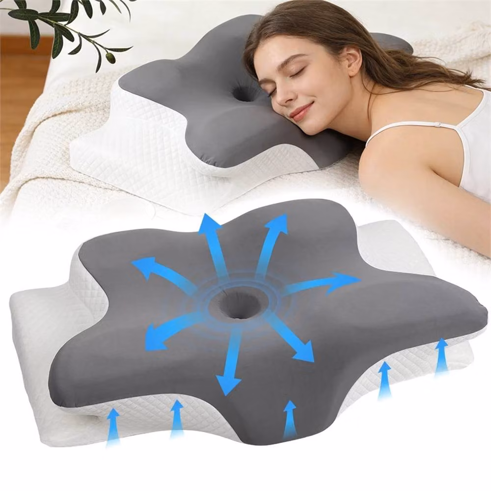SPETLEK Ergonomic Memory Foam Cervical Wedge Pillow in Grey for Adults – 4