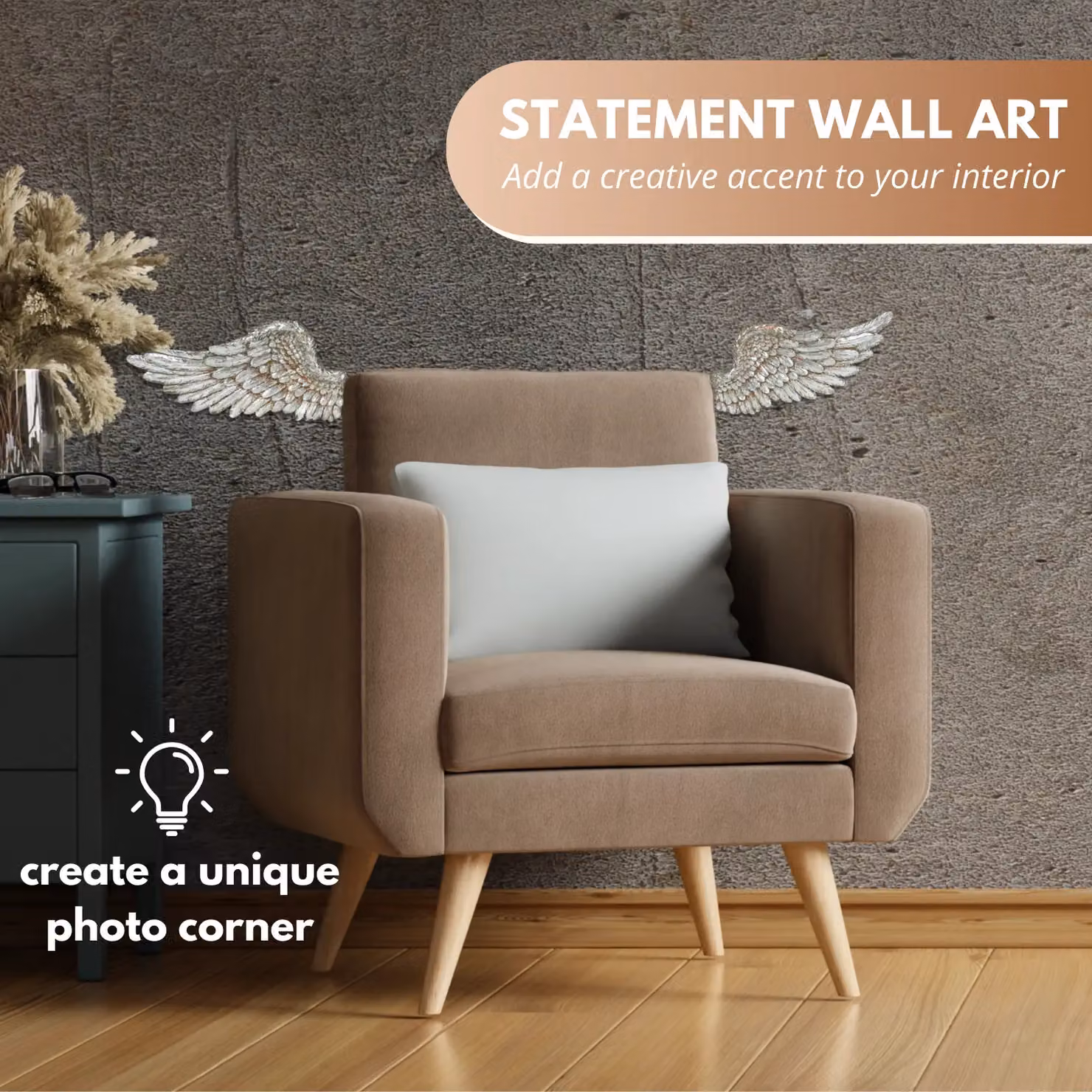 Marco Paul Silver Angel Wings Wall Ornament, 2 Piece Set – 3