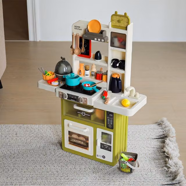 Livingandhome Kids Kitchen Playset with Spraying Mist in Green