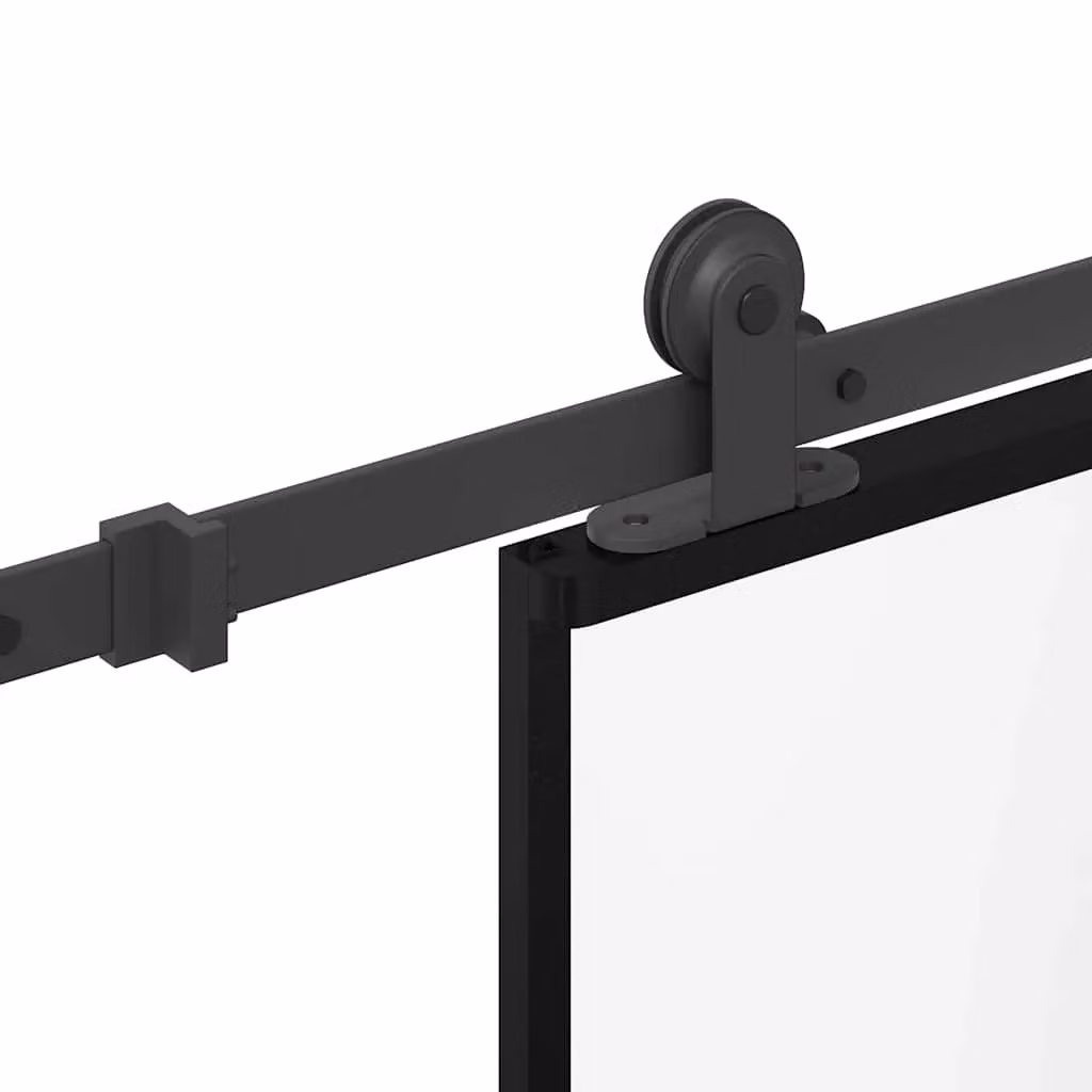 Berkfield Home Black Sliding Door with Hardware Set, Tempered Glass and Aluminium, W: 90 cm, H: 205 cm – 3