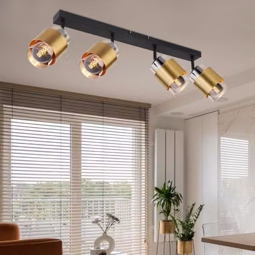 Globo Lighting Milley Modern Metal Ceiling Light in Black and Gold/Brass – 3