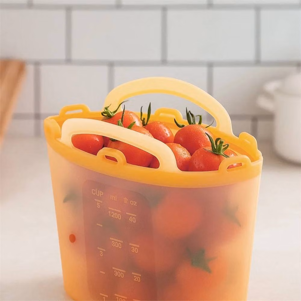SPETLEK 4-Pack Yellow Transparent Silicone Food Storage Bags, Leakproof, Microwave, Freezer and Dishwasher Safe – 3