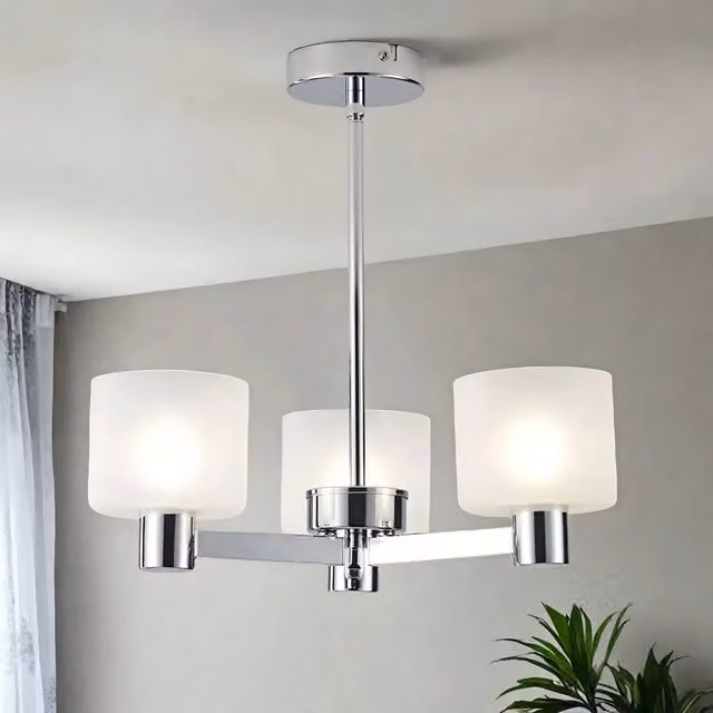 Harper Living Modern 3-Light Semi Flush Ceiling Lamp with White Glass Shades and Chrome Finish – 1
