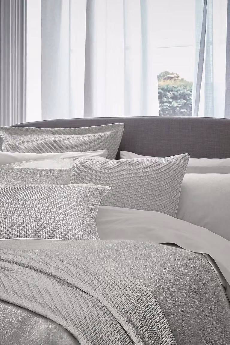 Bedeck of Belfast Tahra Cotton Sateen Cushion in Silver, W: 60 cm, H: 40 cm