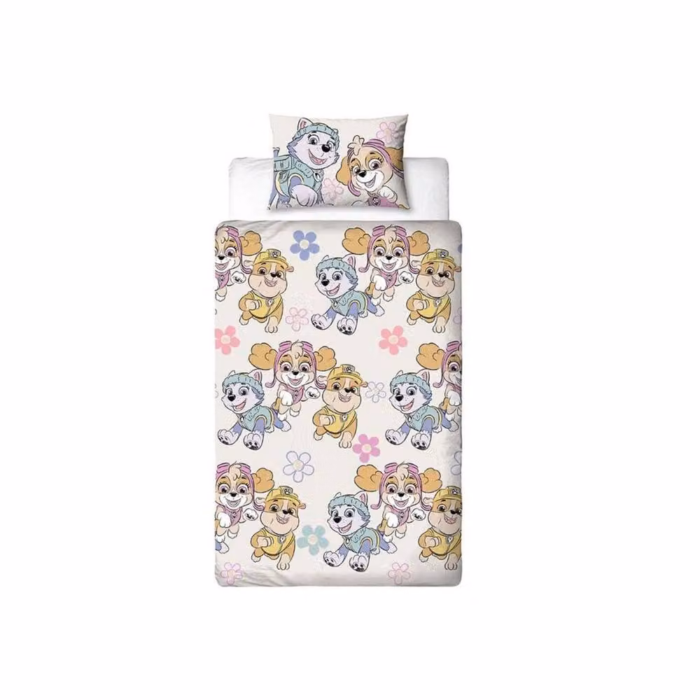 Paw Patrol Reversible Pink Flannel Duvet Cover and Pillowcase Set for Children, W/D/H: 135 x 200 cm – 1