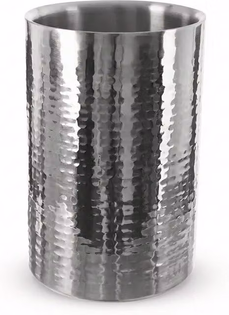 GEEZY Hammered Double Walled Stainless Steel Wine Cooler in Silver