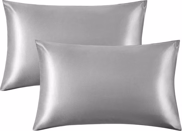 Intimates Satin Faux Silk Pillowcase Pair in Silver, W: 50 cm, L: 75 cm
