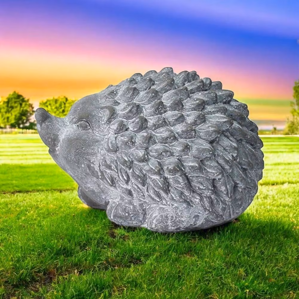 Minster Hedgehog Ornament in Grey Concrete, W: 17 cm, D: 21 cm, H: 13 cm – 3