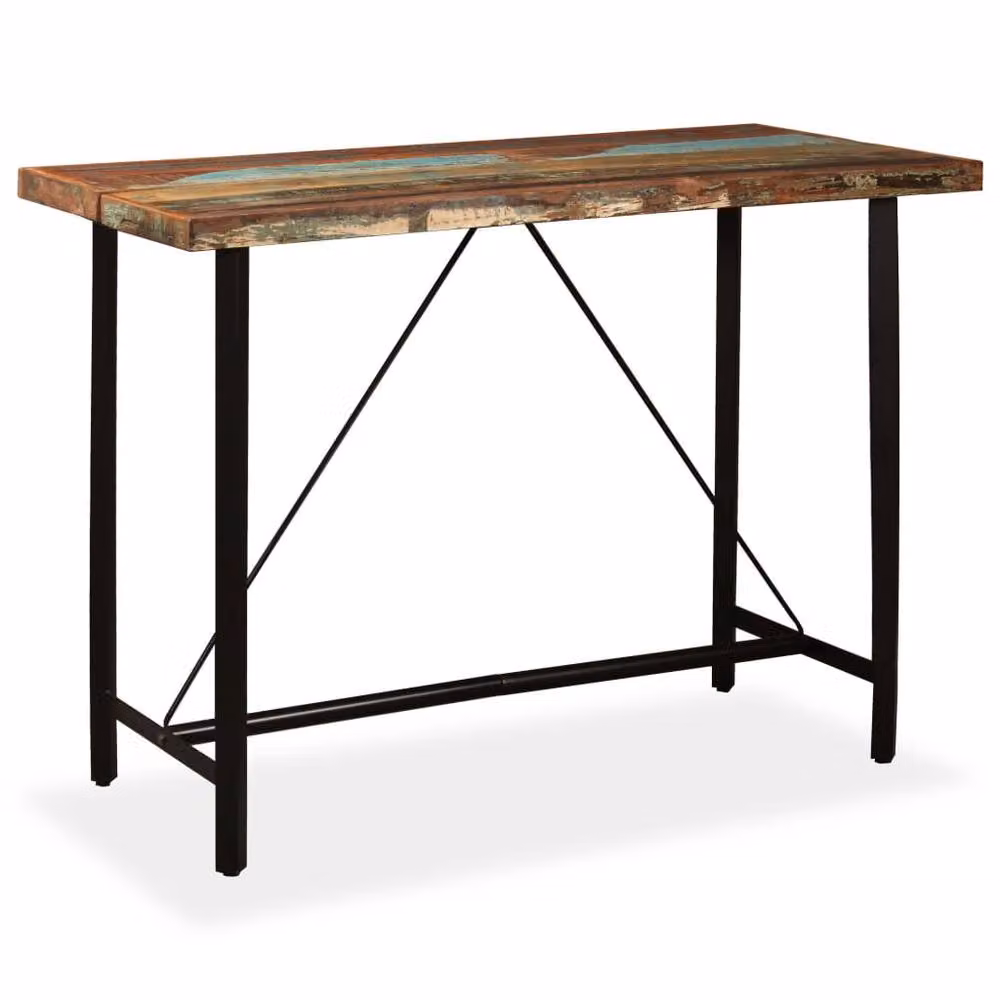 Berkfield Home Beautiful Industrial Rectangular Bar Table in Brown Solid Reclaimed Wood, W: 150 cm, D: 70 cm, H: 107 cm – 2