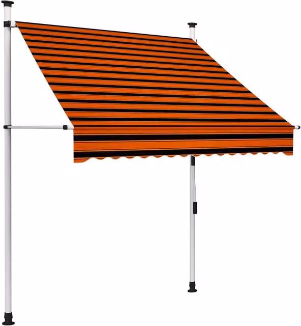 Berkfield Home Manual Retractable Folding Arm Awning in Orange and Brown, Width: 150 cm