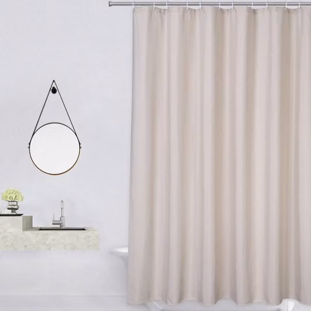 London Boutique Waterproof Polyester Shower Curtain in Beige, W: 121.92 cm, H: 198.12 cm