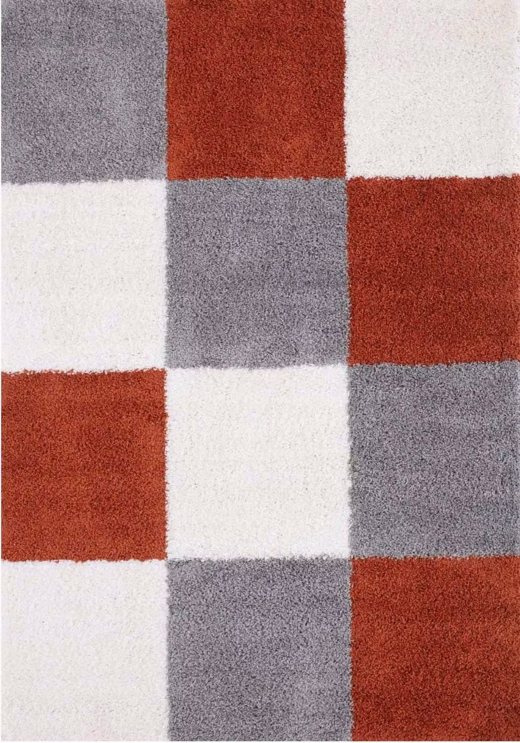 THE RUGS Soft Terra Ivory Check High Pile Shaggy Rug, W: 80 cm, L: 150 cm – 2