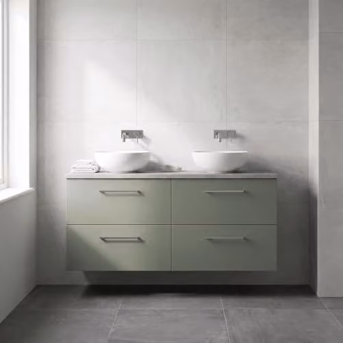 Balterley Modern Wall Hung 4 Drawer Bathroom Vanity Unit with Laminate Worktop, Green, W/D/H: 120.5 x 39.0 x 56.2 cm – 3
