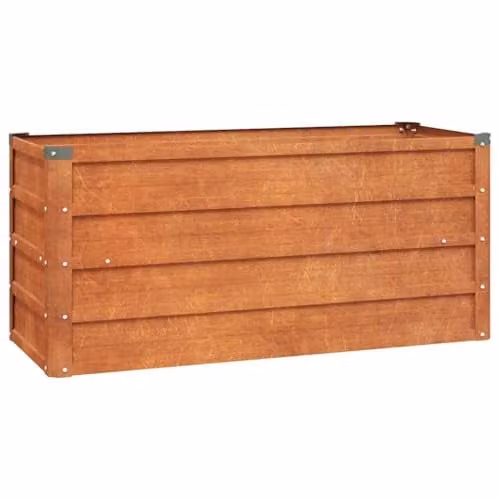 vidaXL Corten Steel Raised Bed in Brown, W: 100 cm, D: 40 cm, H: 45 cm – 1