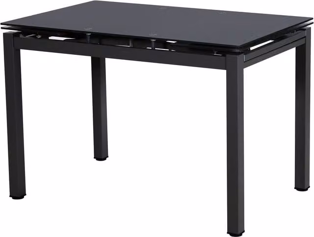 Modernique Modico Extendable Rectangular Dining Table in Black or Grey with Glossy Tempered Glass Top