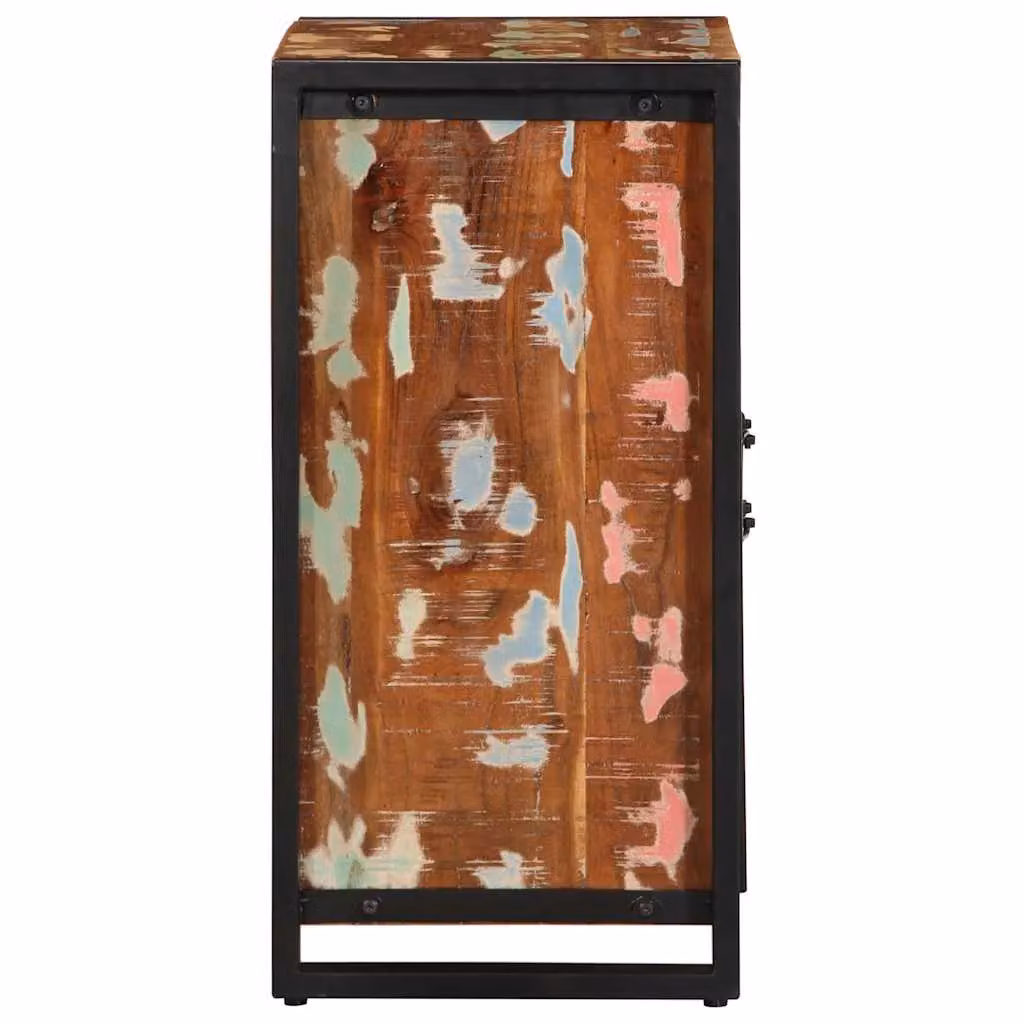 Berkfield Home Multicolour Reclaimed Solid Wood Sideboard in Black, W/D/H: 55 x 35 x 70 cm – 4