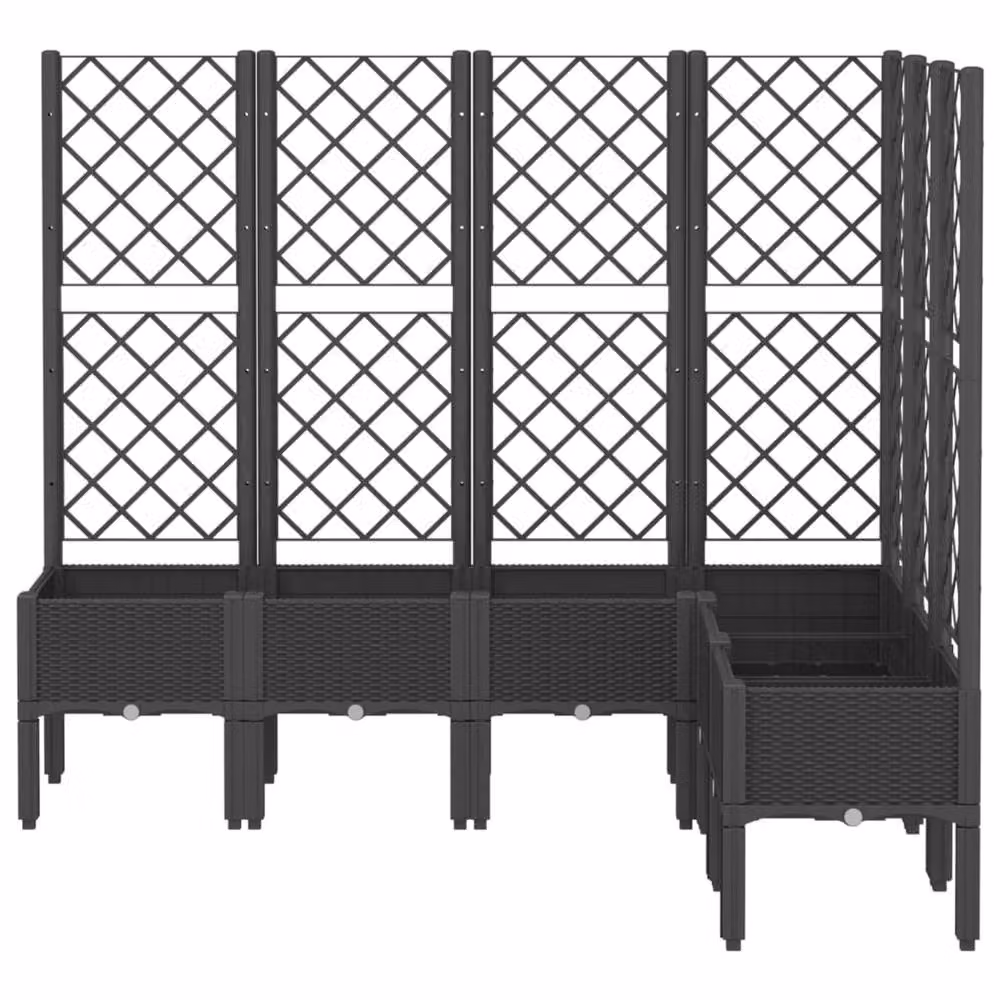 Berkfield Home Garden Planter with Trellis in Black, W/D/H: 160 x 120 x 142 cm – 3