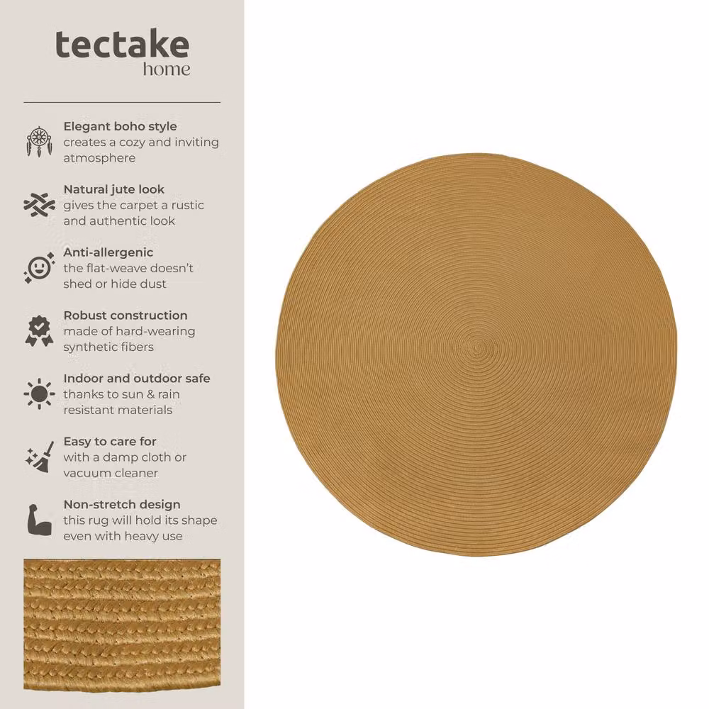 tectake Rug Raya Round Woven Boho Style in Brown, Diameter: 160 cm – 2