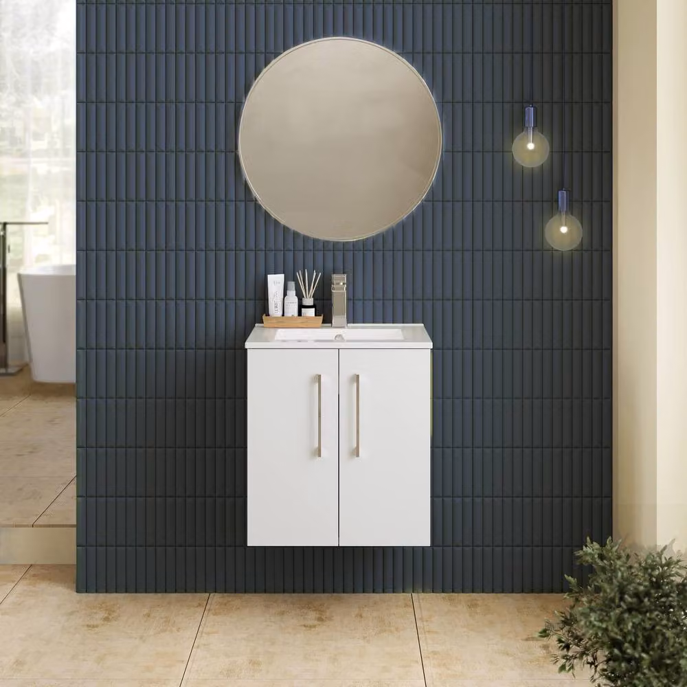 Balterley Wall Hung Bathroom Vanity Unit with Soft Close Doors, White, W: 34.5 cm – 2