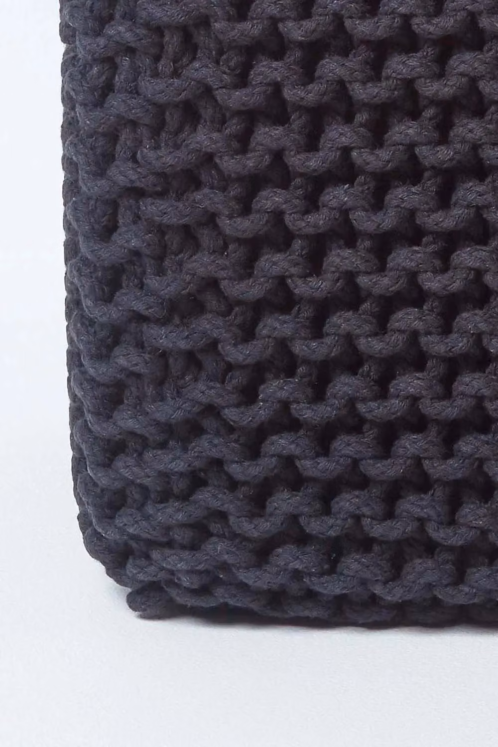 Homescapes Cube Cotton Knitted Pouffe Footstool in Black – 3