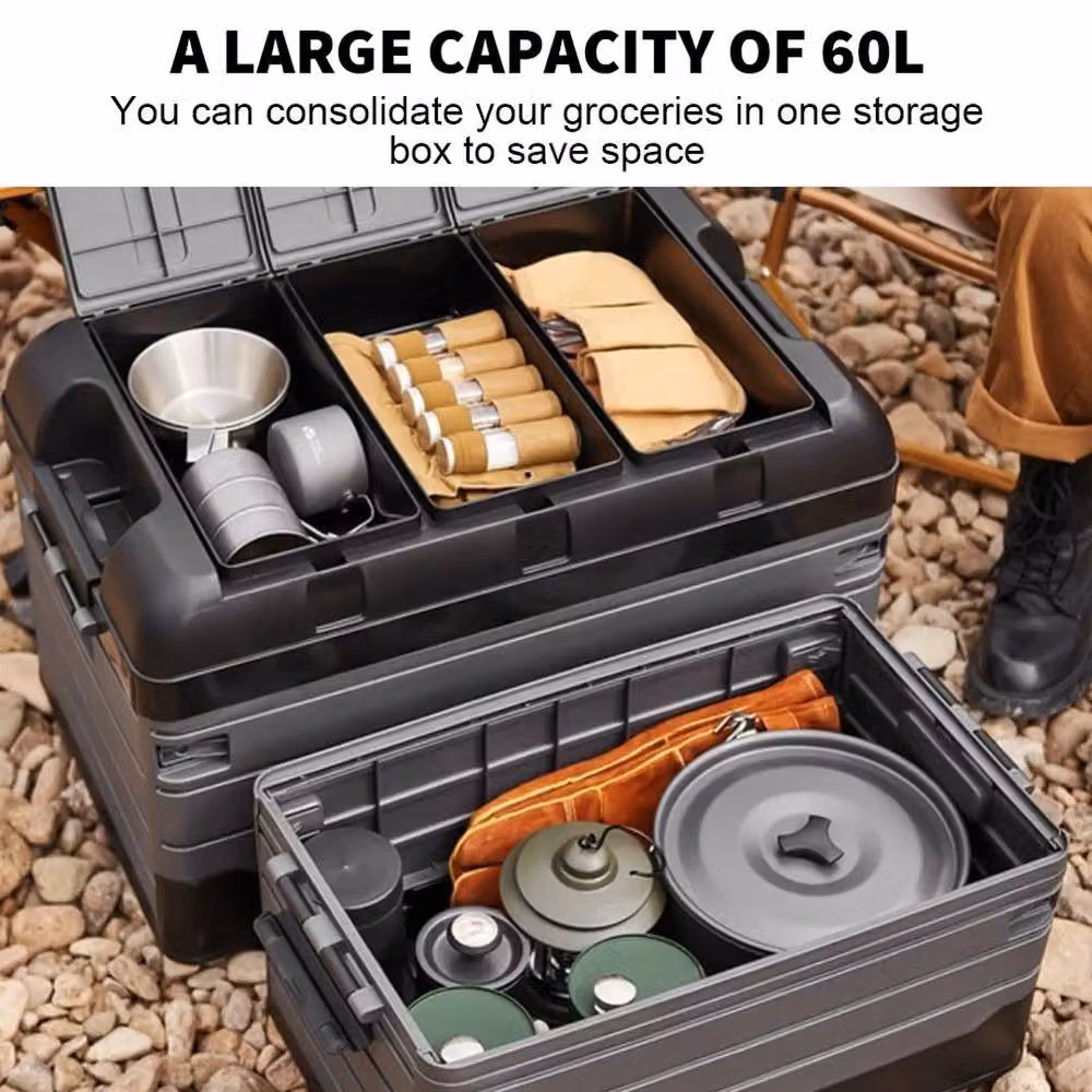 KORVIXA 60L Foldable Camping Storage Chair and Fishing Tackle Box in Grey – 5