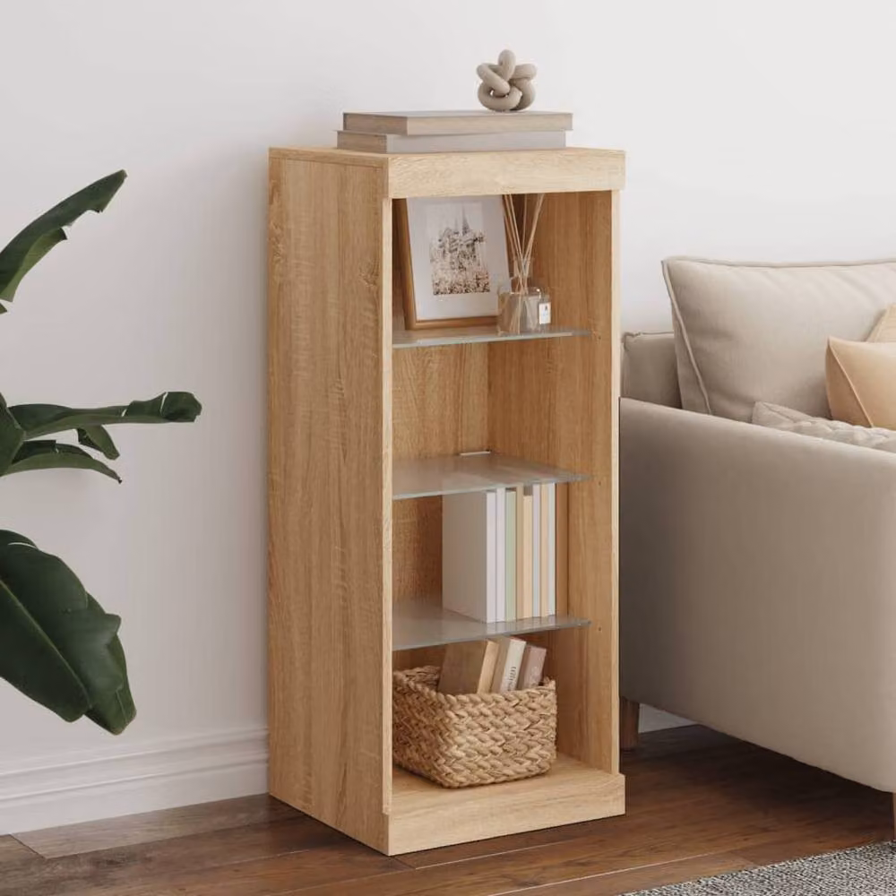 Berkfield Home Modern Sideboard with Integrated LED Lights in Sonoma Oak Brown, W/D/H: 41 x 37 x 100 cm – 2