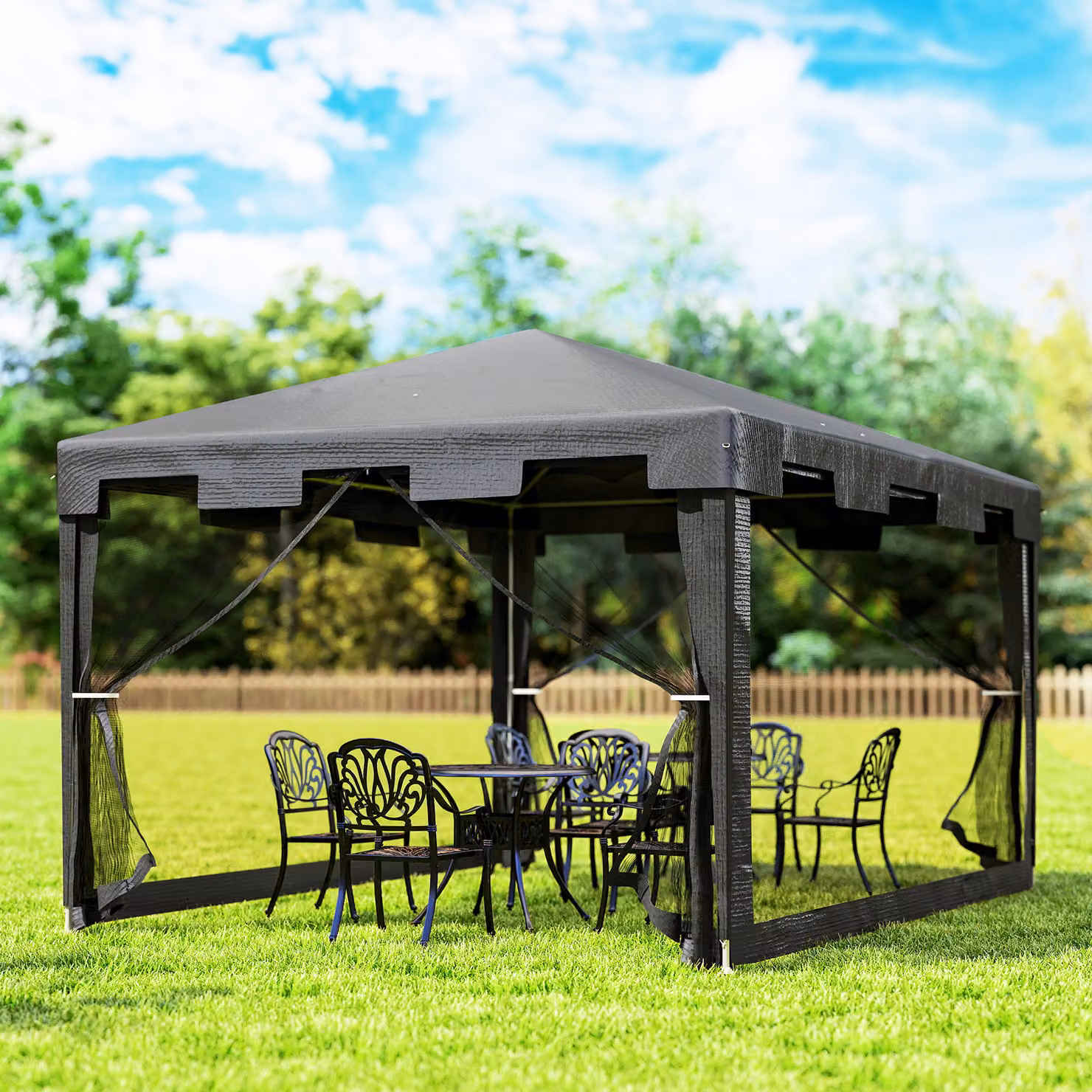 Outsunny Waterproof Party Tent Wedding Gazebo with PE Canopy and Panels, W/D/H: 400 x 300 x 255 cm – 7