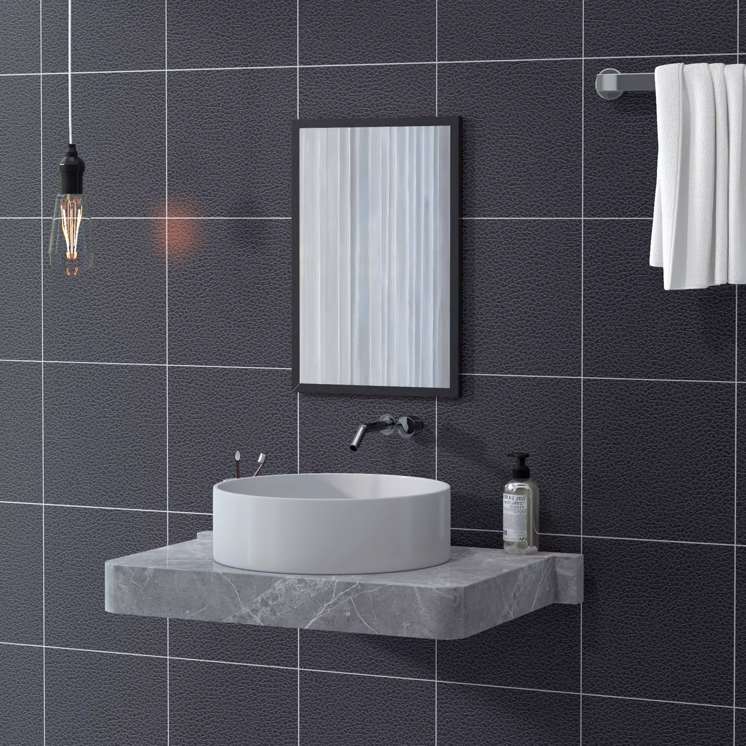 HOMCOM Black Wall-Mounted Rectangular Glass Mirror, W: 60 cm, H: 40 cm – 4