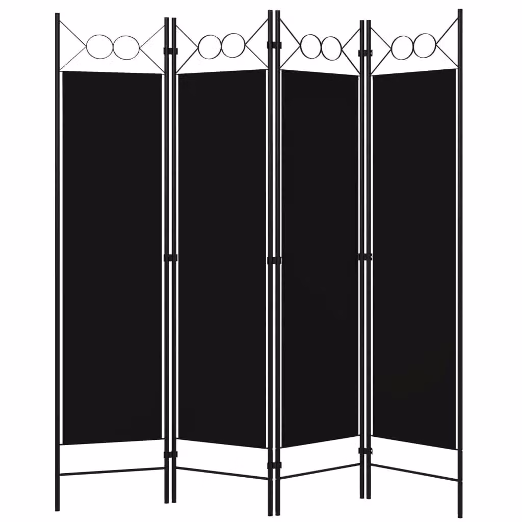 Berkfield Home 4-Panel Modern Room Divider in Black, W: 160 cm, H: 180 cm – 2