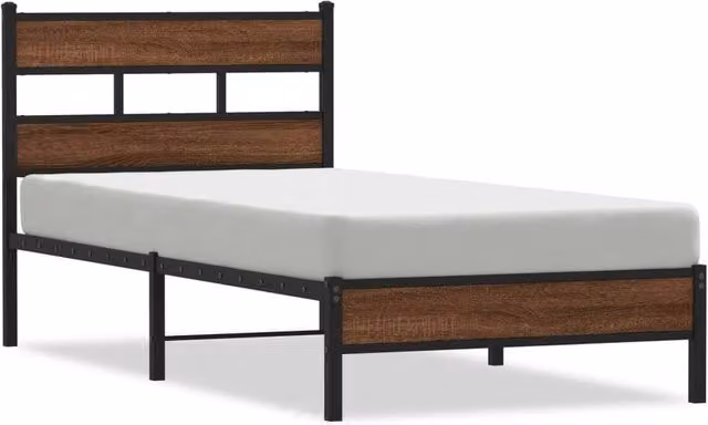Berkfield Home Single Bed Frame in Brown Oak, W/D/H: 90 x 190 cm – 1