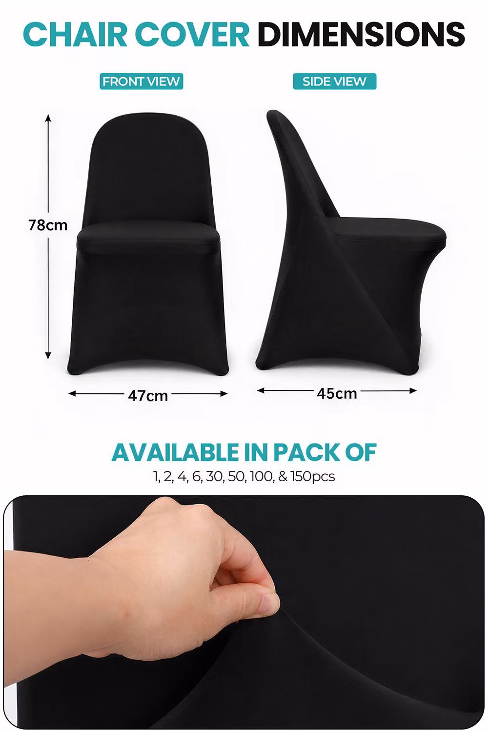 Trimming Shop Blue and Black Fitted Stretch Spandex Dining Chair Cover – 2