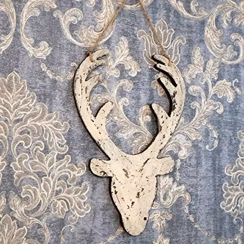 Shatchi Beige Wooden Hanging Reindeer Wall Decoration, W: 16 cm, H: 26 cm – 2