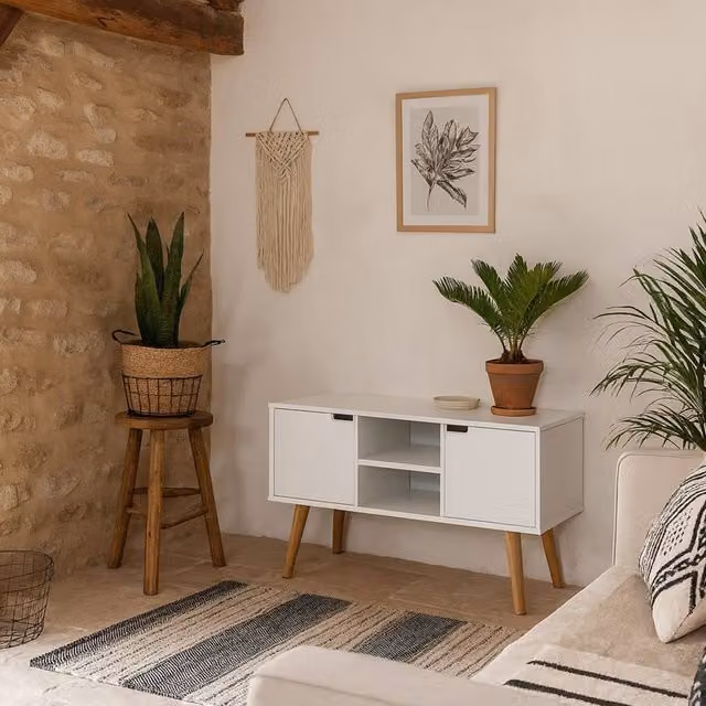 Wyld Haus Tokyo White Retro Sideboard with 2 Doors and 2 Shelves, W/D/H: 120 x 40 x 61.5 cm – 1