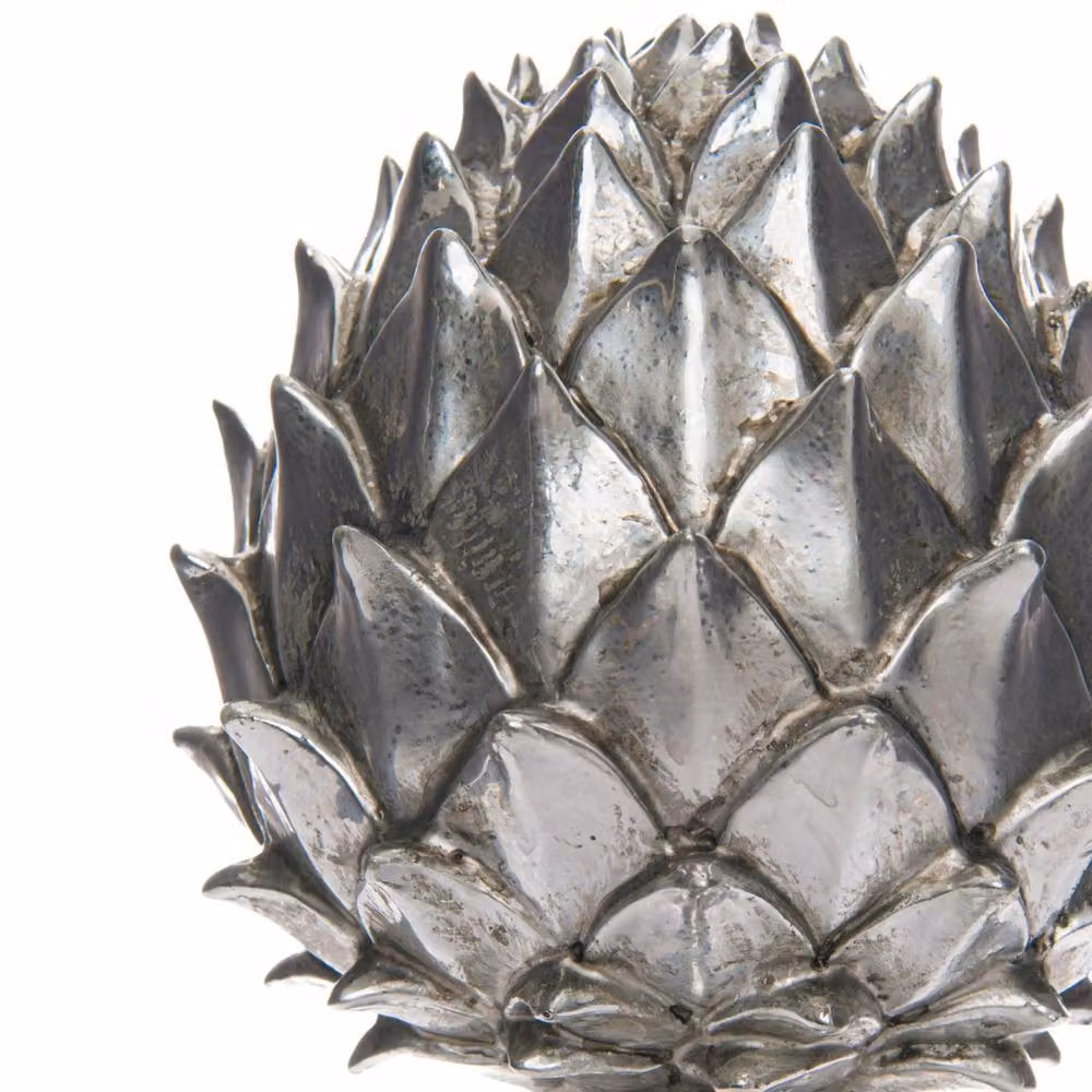 Love Lace Antique Silver Pinecone Finial Metal Christmas Tabletop Decoration – 2