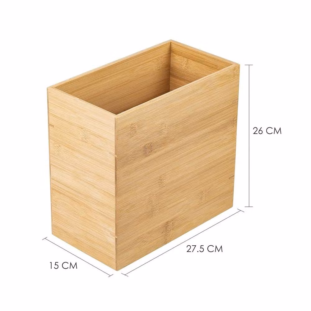 FORGEVIO Slimline Bamboo Waste Paper Bin in Brown – 2