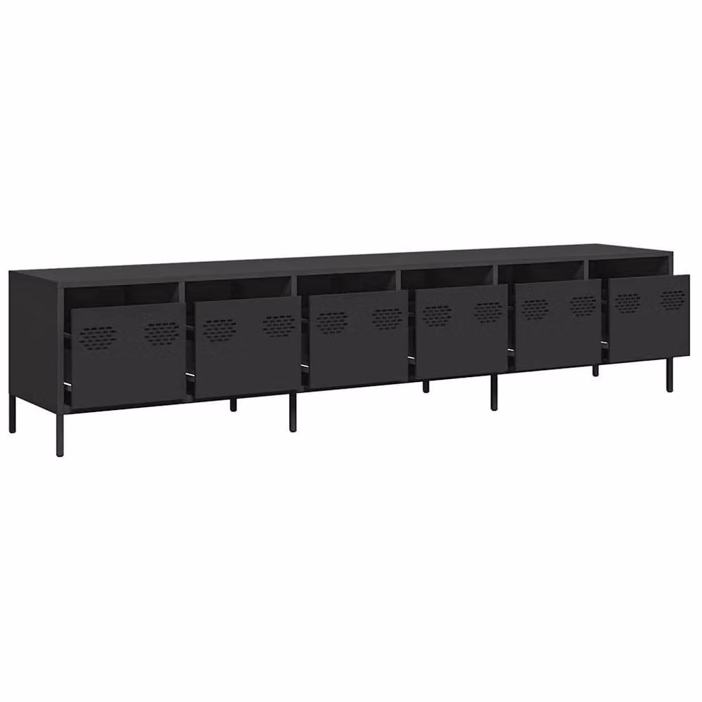 Berkfield Home Industrial Black Matt TV Cabinet in Cold-rolled Steel W/D/H: 202 x 39 x 43.5 cm – 4