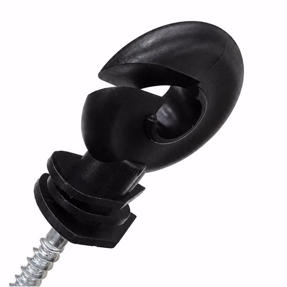 Traderight 120pc Black Grooved Electric Fence Screw Insulators made from PP+PE and Galvanised Steel – 5