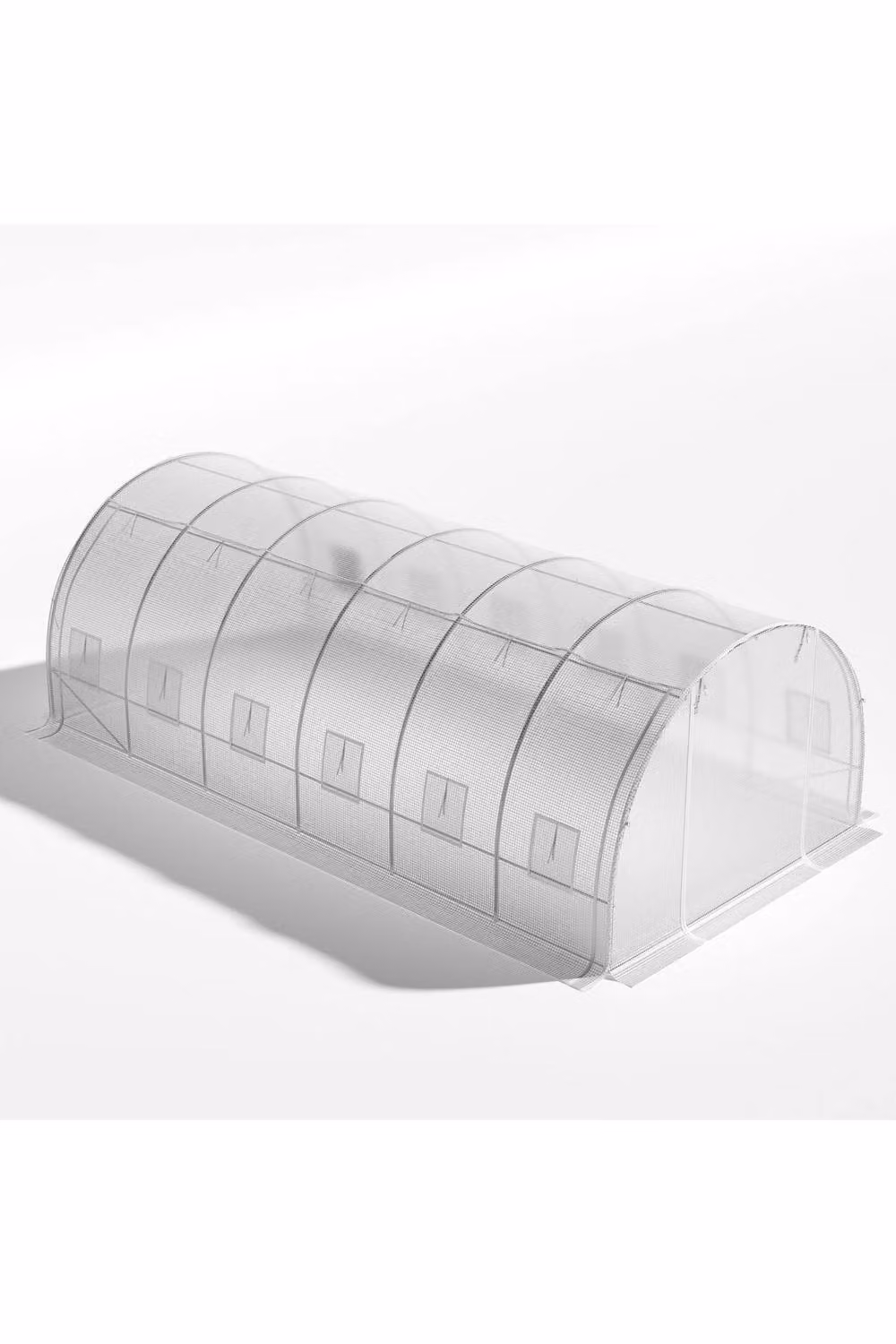 H&O Direct White Walk-in Tunnel Greenhouse with Steel Frame and Roller Window, W/D/H: 300 x 200 x 300 cm – 2