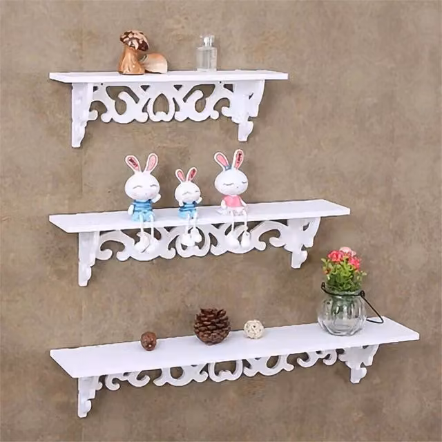 Nordara 3-Piece White Wooden Floating Wall Shelves for Display and Storage