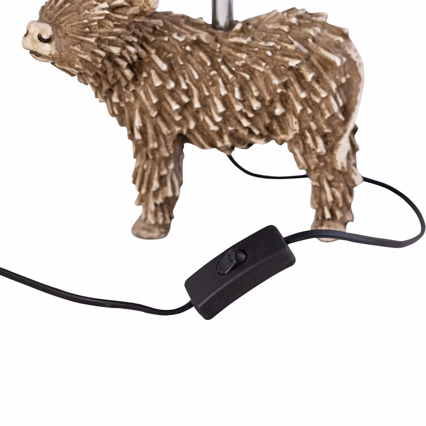 First Choice Lighting Angus Highland Cow Table Lamps Set of 2 in Brown and Beige with Fabric Shades – 2