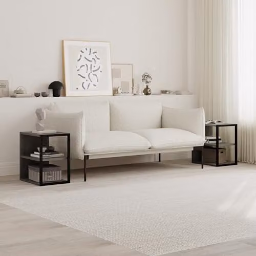 Decortie Set of 2 Modern Side Tables in Mid Grey