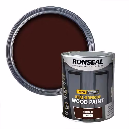 Ronseal Weatherproof Wood Paint Brown Gloss 0.75 l