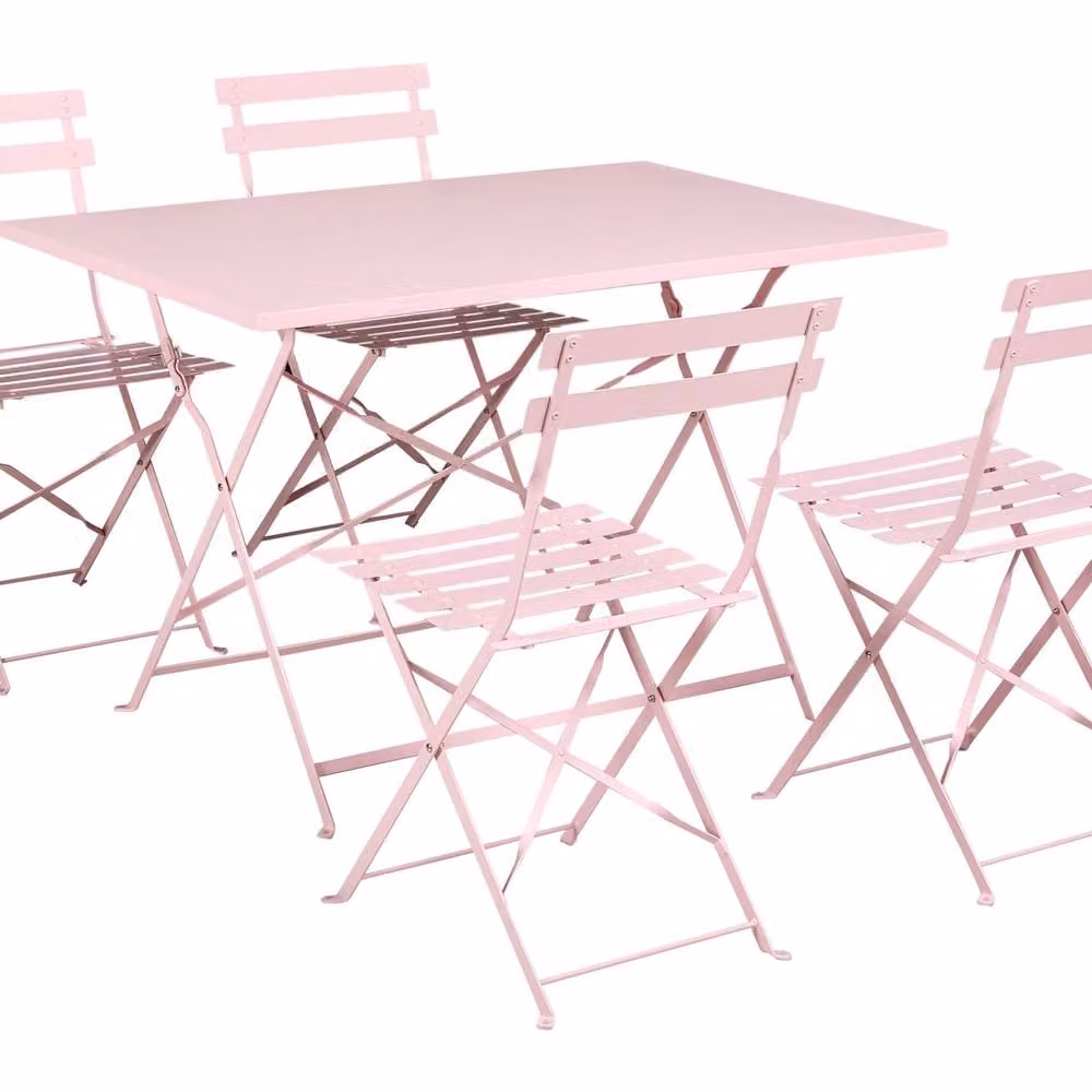 Wyld and Coco Pink Powder Coated Steel 4-Seater Folding Dining Set – 2