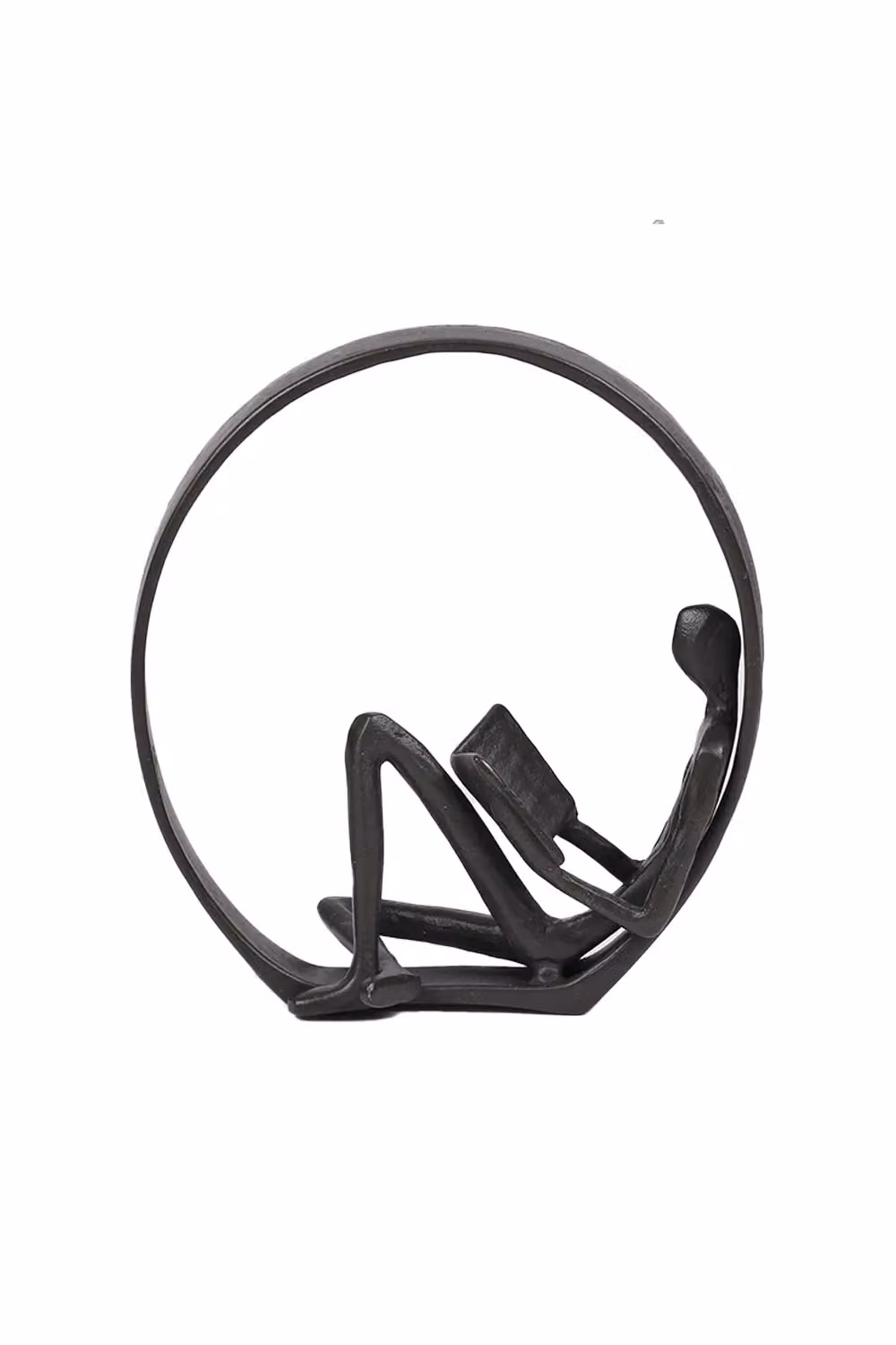 Livingandhome Metal Reading Men in Circle Desktop Ornament Figurine in Black and Bronze – 3