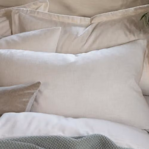 Christy Flannel Marl Cotton Standard Pillowcase Pair in Beige, W/H: 50 x 75 cm