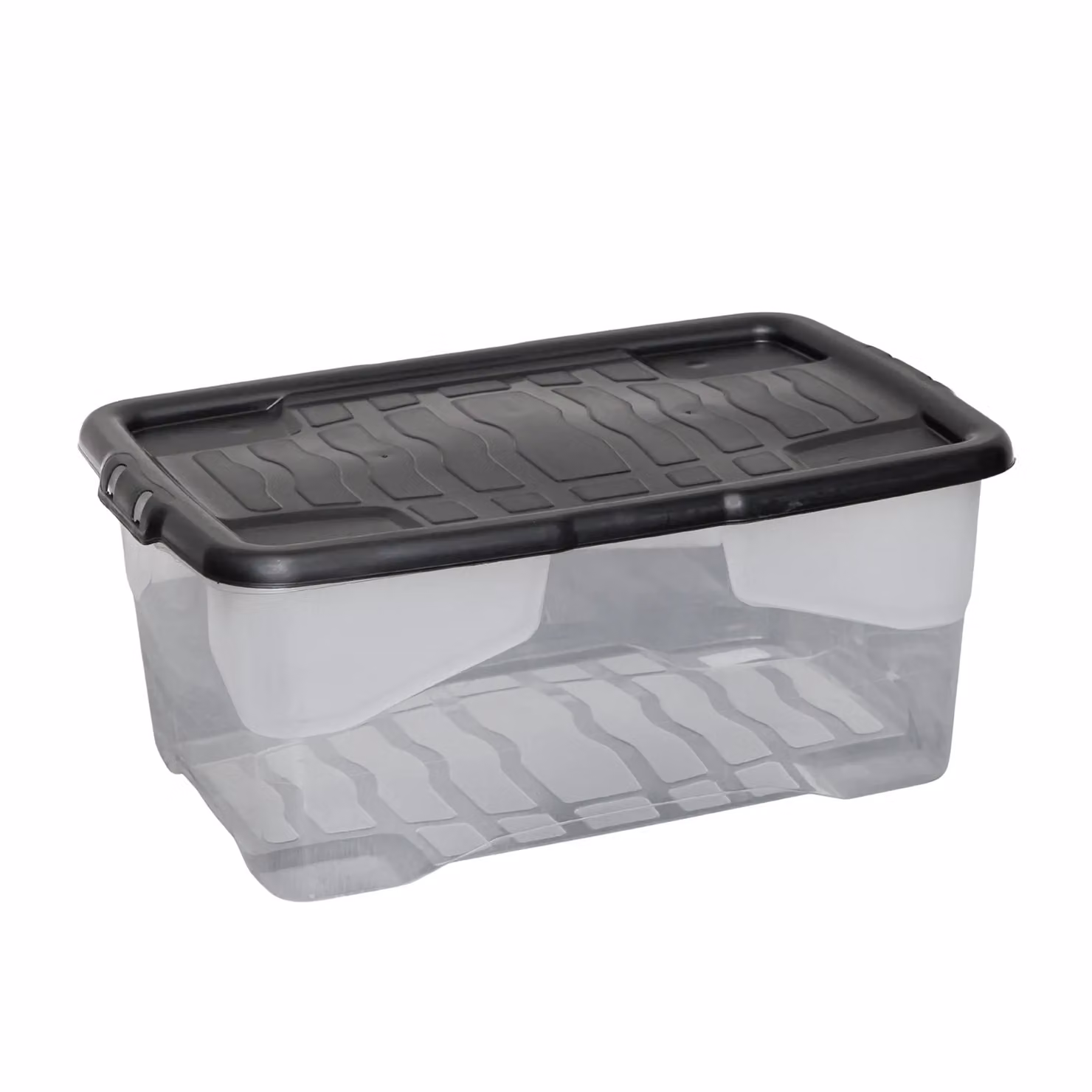 Samuel Alexander 42L Stackable and Nestable Clear Plastic Storage Box with Black Lid – 5
