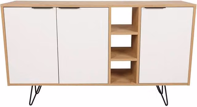 CALICOSY Clara Sideboard with 3 Niches and 3 Doors in White